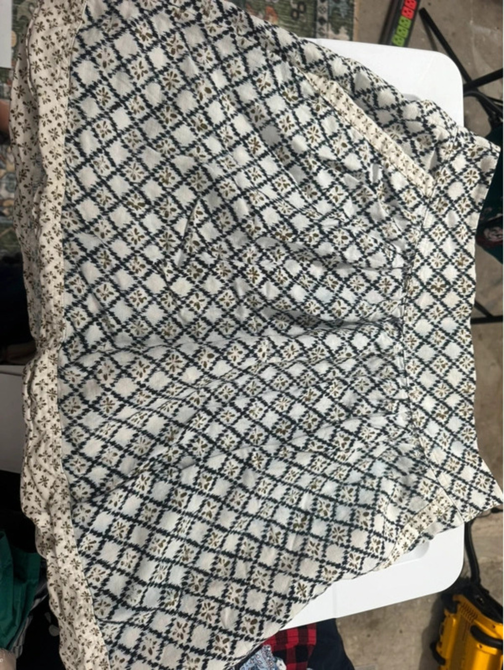 LOFT Women’s Size 10 Midi Skirt Geometric Print Pockets Boho Cottagecore Casual